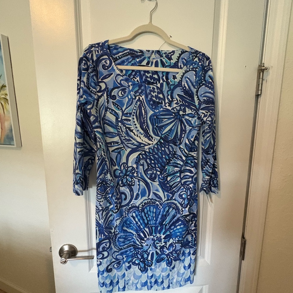 Lilly Pulitzer Oceanic Blue Patterned Mini Dress